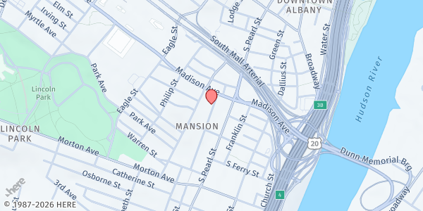 Map showing Trinity Institution - Food Distribution Center at 15 Trinity Place, Albany, NY