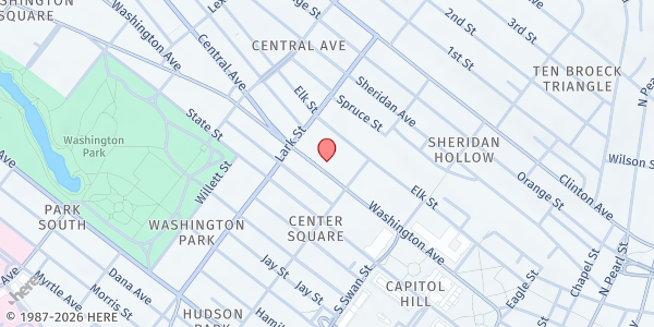 Map showing Veggie Mobile® - 155 Washington Avenue at 155 Washington Avenue, Albany, NY