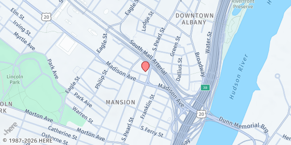 Map showing Veggie Mobile-South Mall Towers at 101 South Pearl Street, Albany, NY
