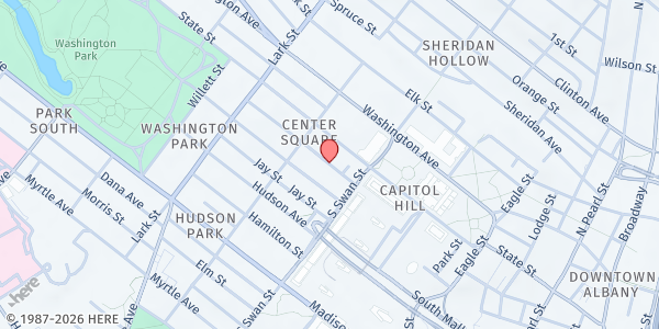 Map showing Westminster Presbyterian Church at 85 Chestnut Street, Albany, NY