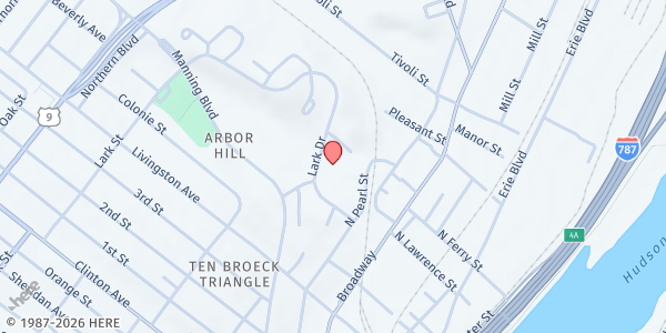 Map showing Whitney M Young Jr. Health Center - Main Office at 920 Lark Drive, Albany, NY