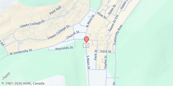 Map showing Alfred Farmers Market at Alfred Bandstand at 3 South Main Street, Alfred, NY