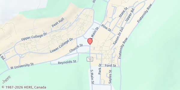 Map showing Union University Church Center at 29 N. Main St., Alfred, NY