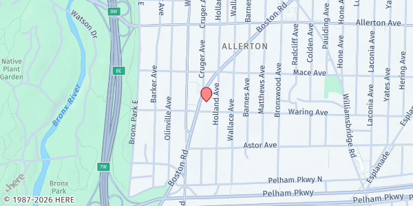 Map showing R.A.I.N Boston Road Senior Center at 2424 Boston Road, Allerton, NY