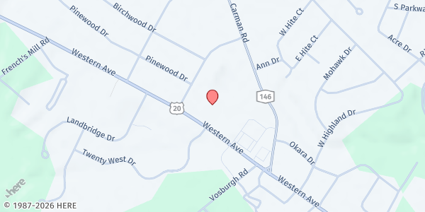 Map showing Guilderland Town Hall at 141 Bavarian Way, Altamont, NY