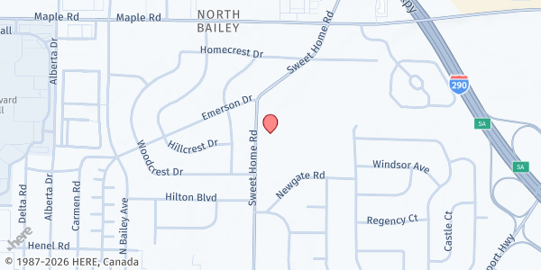 Map showing ST. VINCENT DEPAUL - ST. LEO'S at 885 SWEET HOME ROAD, AMHERST, NY