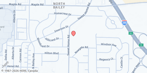 Map showing St Vincent DePaul-St Leos - Food Distribution Center at 885 SWEET HOME ROAD, AMHERST, NY