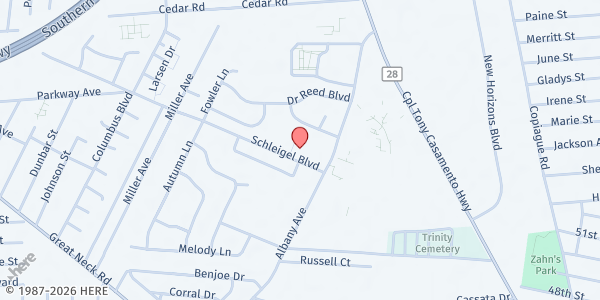 Map showing Catholic Charities WIC - Amityville at 143 Schleigel Blvd, Amityville, NY