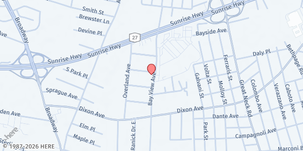 Map showing Christian Life Center Church at 450 Bayview Ave, Amityville, NY