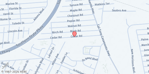 Map showing EOC of Suffolk ACE Center at 48-1 Cedar Road, Amityville, NY