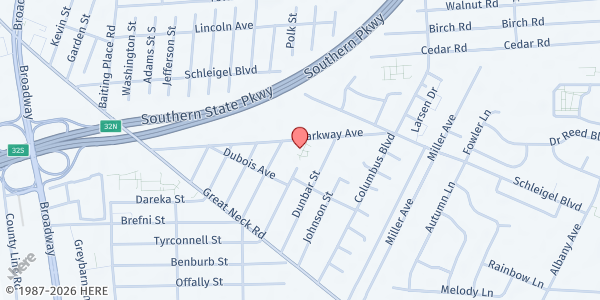 Map showing God's Provision 2 at 76 Parkway Drive, Amityville, NY