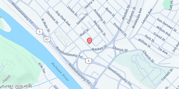 Map showing Catholic Charities - Amsterdam at 1 Kimball St, Amsterdam, NY