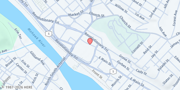 Map showing Fulmont Community Action - Amsterdam at 1200 Riverfront Center, Amsterdam, NY