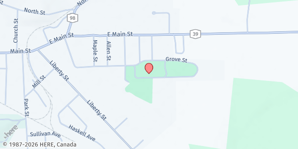 Map showing Arcade Village Park at 1 Grove St., Arcade, NY