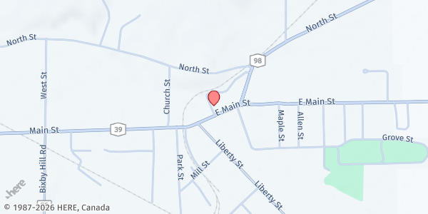 Map showing First Baptist Church of Arcade at 229 E Main St, Arcade, NY