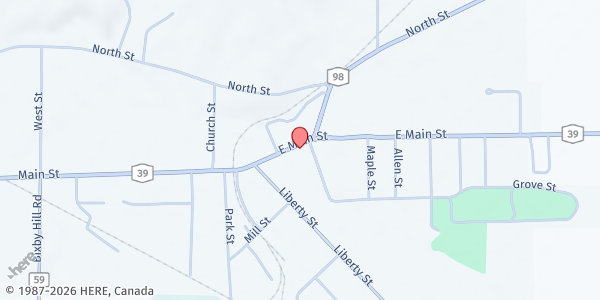 Map showing Pioneer Association of Churches at 200 East Main Street, Arcade, NY