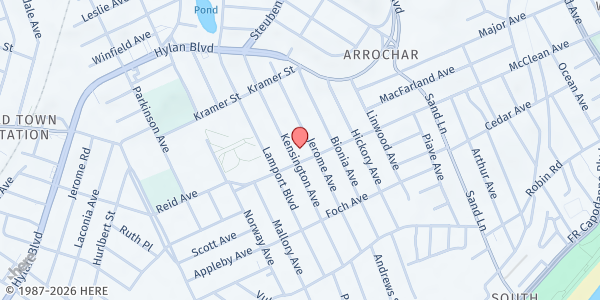Map showing Holy Rosary Church (Food Pantry) at 80 Jerome Avenue, Arrochar, NY