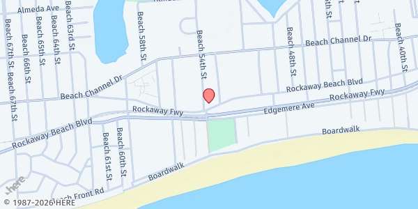 Map showing Muna - Far Rockway Islamic Center: Masjid at 53-08 Rockaway Beach Boulevard, Arverne, NY
