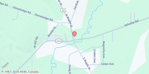 Map showing ASHVILLE FOOD PANTRY at 2180 North Maple Street, Ashville, NY