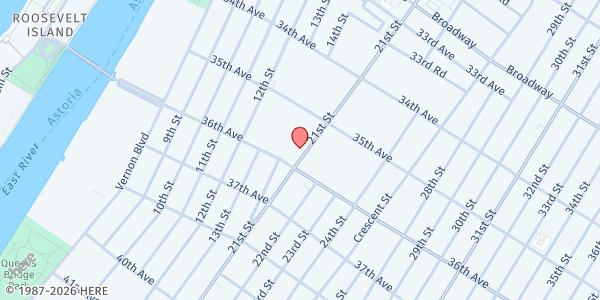 Map showing Jacob A. Riis Neighborhood Settlement at 35-40 21st Street, Astoria, NY
