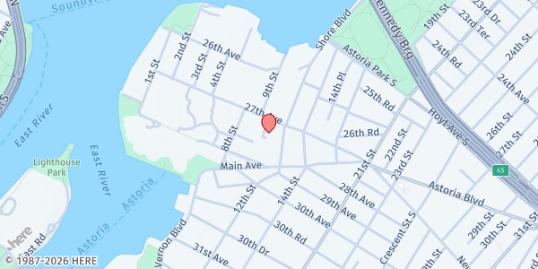 Map showing St. Margaret Mary's Food Pantry at 9-18 27 Avenue, Astoria, NY