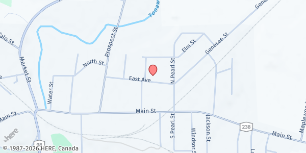 Map showing Attica PUP at 72 East Ave, Attica, NY