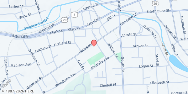Map showing Cayuga County Human Services Department - Auburn at 160 Genesee St, Auburn, NY