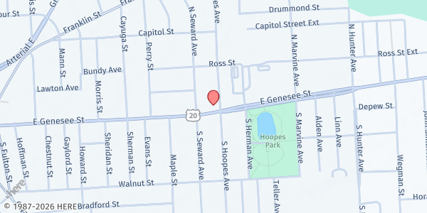 Map showing Saints Peter & John Episcopal Soup Kitchen at 169 Genesee Street, Auburn, NY