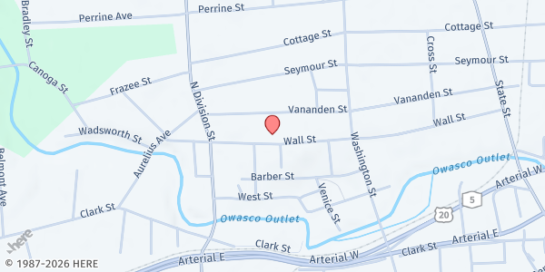 Map showing Vineyard Connects - Auburn at 99 Wall St., Auburn, NY