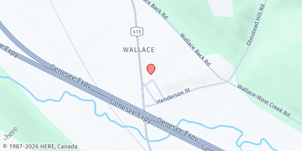 Map showing Wallace Wesleyan Church at 9079 Church St, Avoca, NY