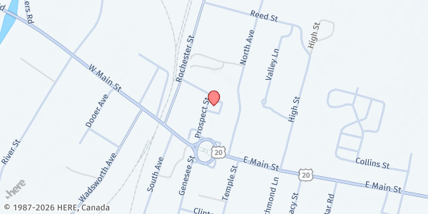Map showing Avon Food Pantry at 108 Prospect St., Avon, NY