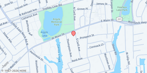 Map showing Babylon Public Library at 24 South Carll Avenue, Babylon, NY