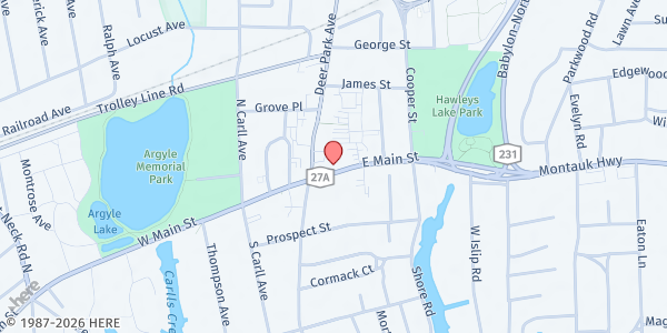 Map showing Serving Our Savior at 79 East Main St., Babylon, NY