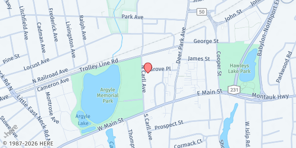 Map showing St. Joseph's/Babylon Food Pantry at 40 Grave Place, Babylon, NY