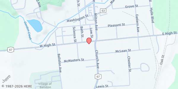 Map showing Christ Church Food Pantry at 15 West High Street, Ballston Spa, NY