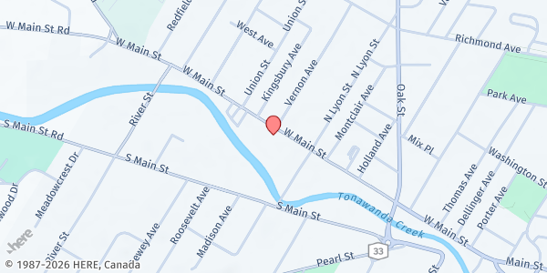 Map showing Care-A-Van Ministries at 319 West Main Street, Batavia, NY