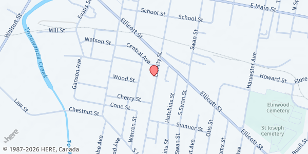 Map showing City Church at 114 Liberty St., Batavia, NY