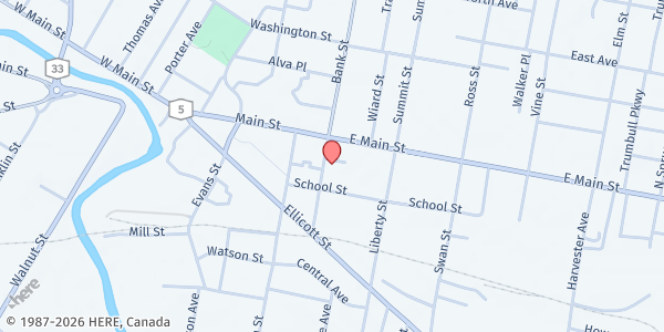 Map showing City Church, Inc Food Pantry at 15 Center St., Batavia, NY