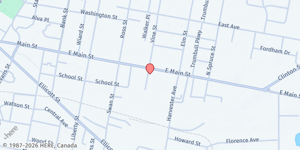 Map showing Cornell Cooperative Extension of Genesee County at 420 E Main St, Batavia, NY