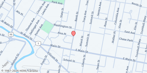 Map showing Genesee Country Friday Farmers' Market at School Street and Jackson Street, Batavia, NY