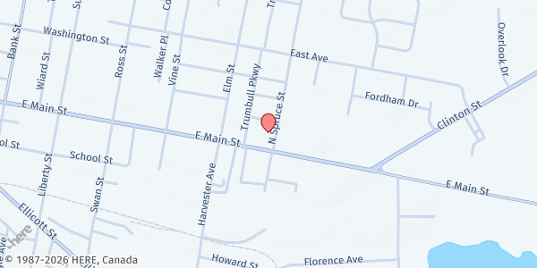 Map showing Salvation Army - Batavia at 529 East Main Street, Batavia, NY