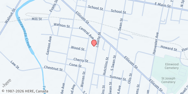 Map showing The City Church PUP at 114 Liberty Street, Batavia, NY