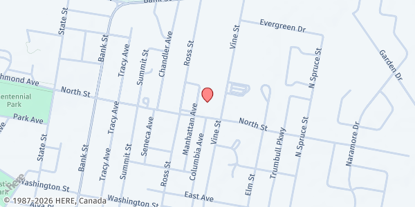 Map showing YWCA of Genesee County - My Sisters Pantry at 301 North Street, Batavia, NY