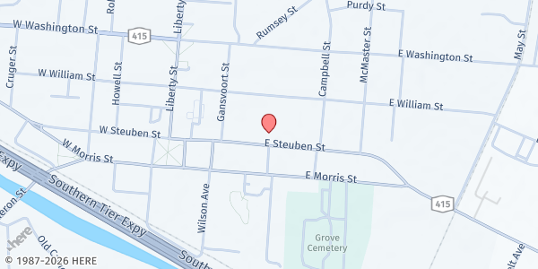 Map showing ProAction Bath Office at 117 E Steuben St, Bath, NY