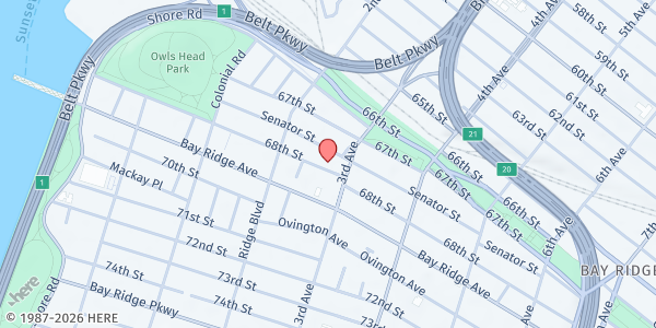 Map showing Grandma's Love, Inc. - Bay Ridge at 261 68th Street, Bay Ridge, NY