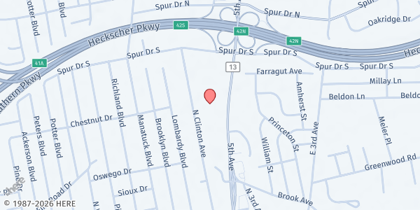 Map showing Family Service League - CAIR Food Closet at 1444 5th Ave, Bay Shore, NY