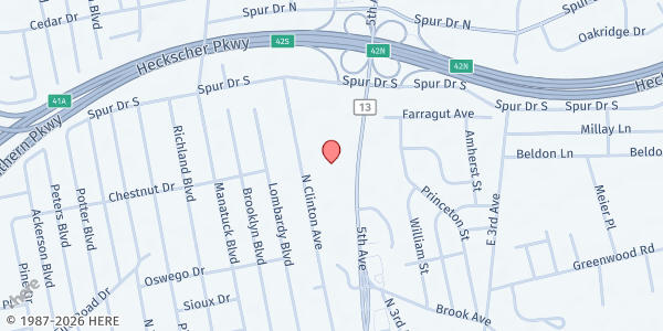 Map showing FSL/CAIR Food Closet at 1444 Fifth Avenue, Bay Shore, NY