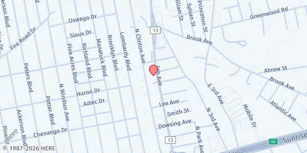 Map showing Penates Inc. at 1356 5th Ave, Bay Shore, NY