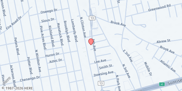 Map showing Suburban Housing & Development Research, Inc. at 1356 5th Ave, Bay Shore, NY