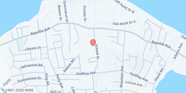 Map showing St. Gertrudes at 28 School St, Bayville, NY